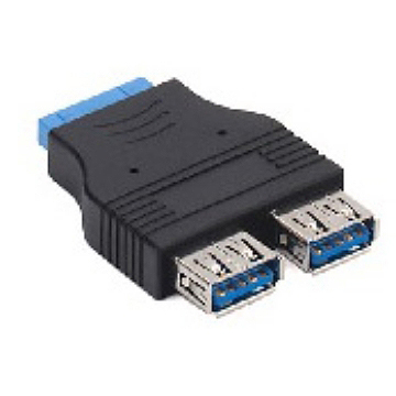  20Pin Male to 2 ports USB 3.0 A Female Adapter